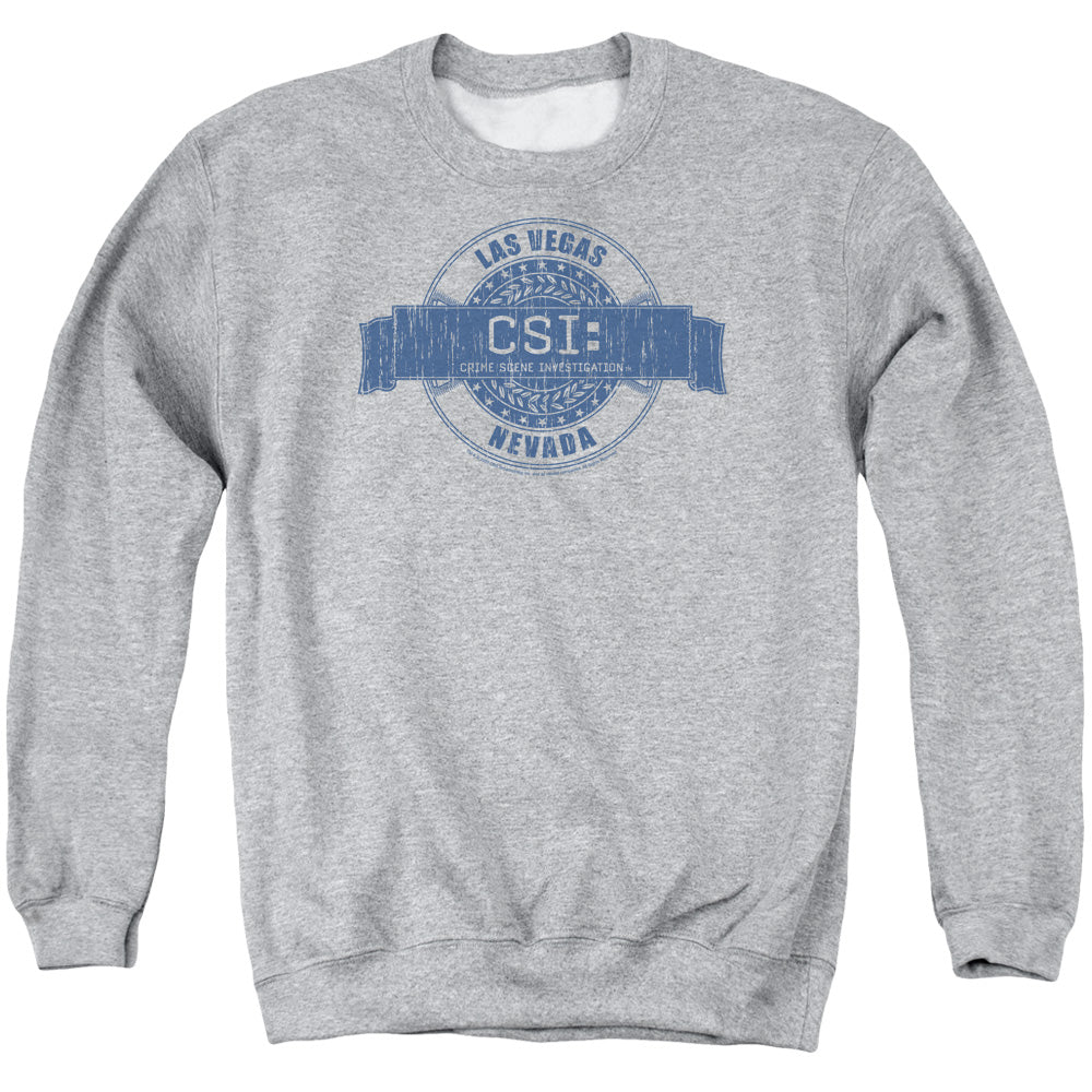 Csi Vegas Badge Mens Crewneck Sweatshirt Athletic Heather Officially Licensed