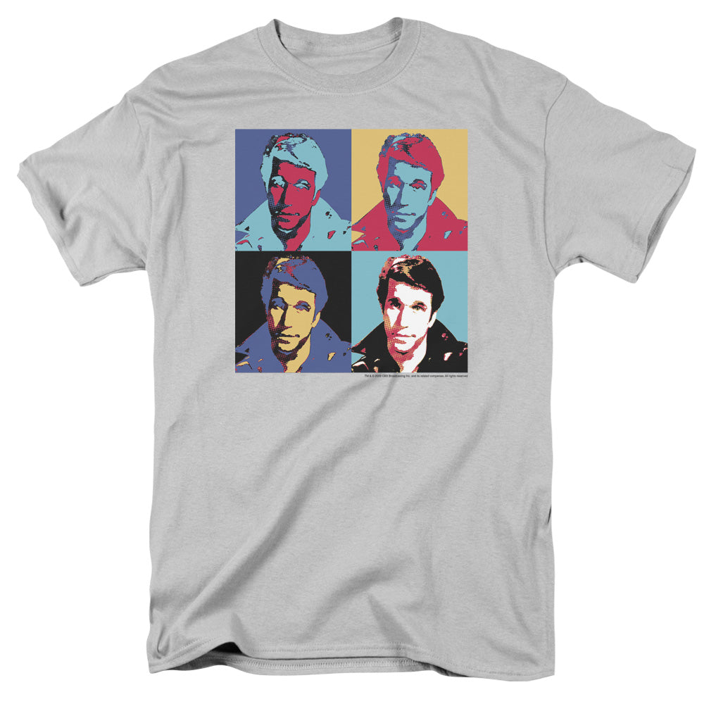 Happy Days Fonz Pop Mens T Shirt Silver Officially Licensed