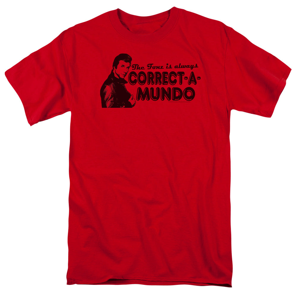 Happy Days Correct A Mundo Mens T Shirt Red Officially Licensed