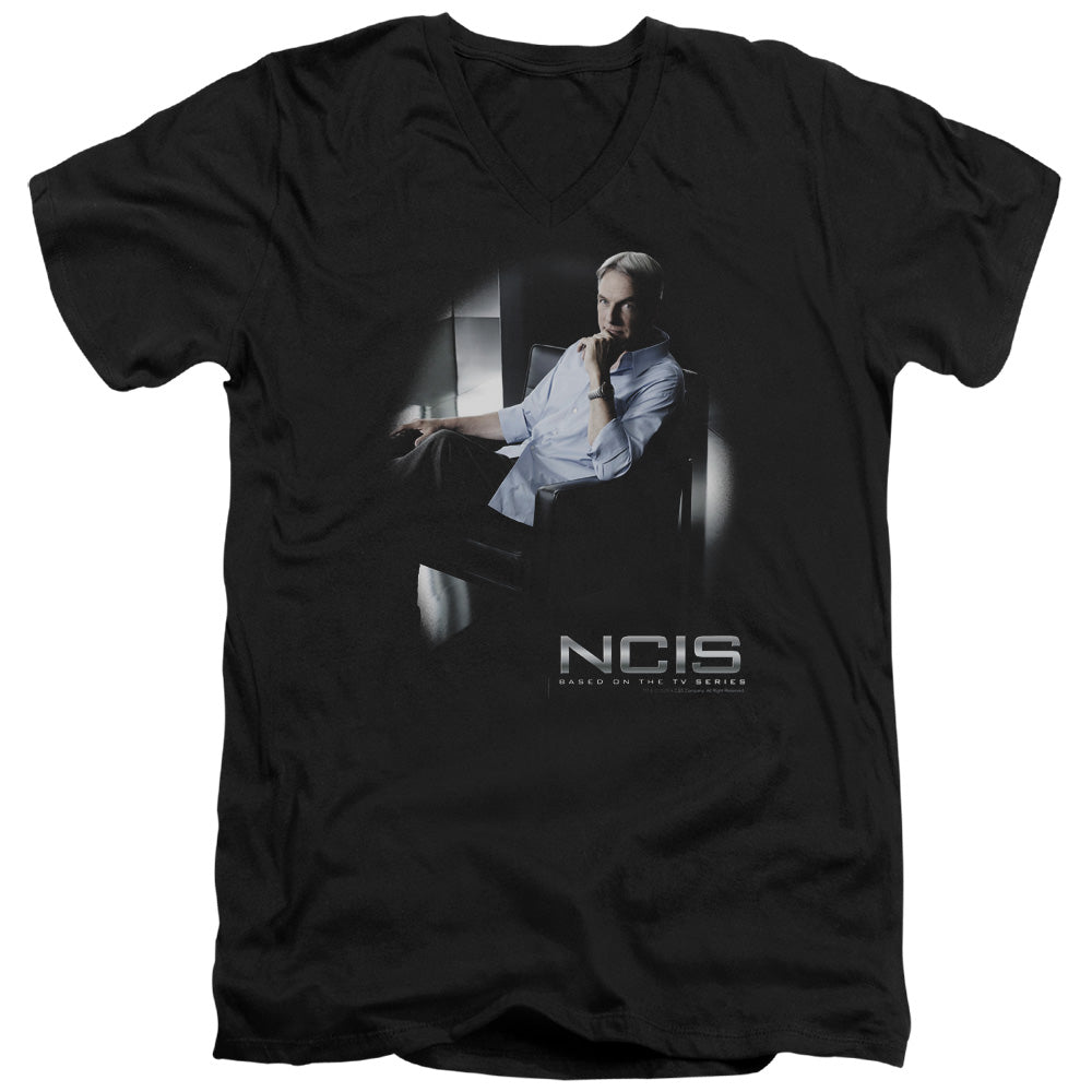 Ncis Gibbs Ponders Mens Slim Fit V-Neck T Shirt Black Officially Licensed