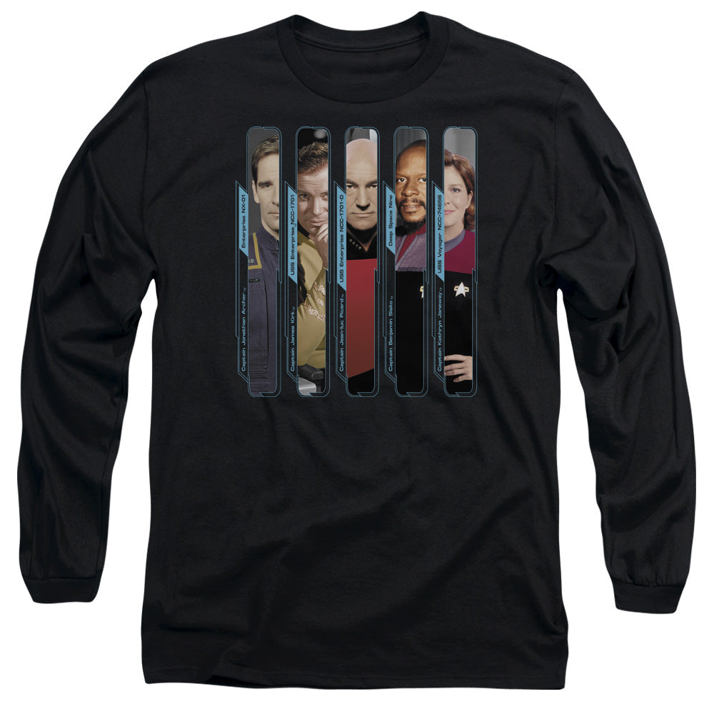 Star Trek The Captains Mens Long Sleeve Shirt Black Officially Licensed Officially Licensed