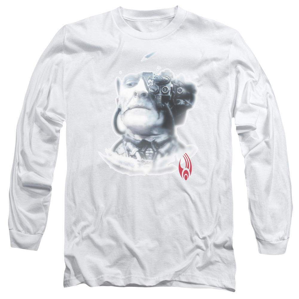 Star Trek Borg Head Mens Long Sleeve Shirt White Officially Licensed Officially Licensed