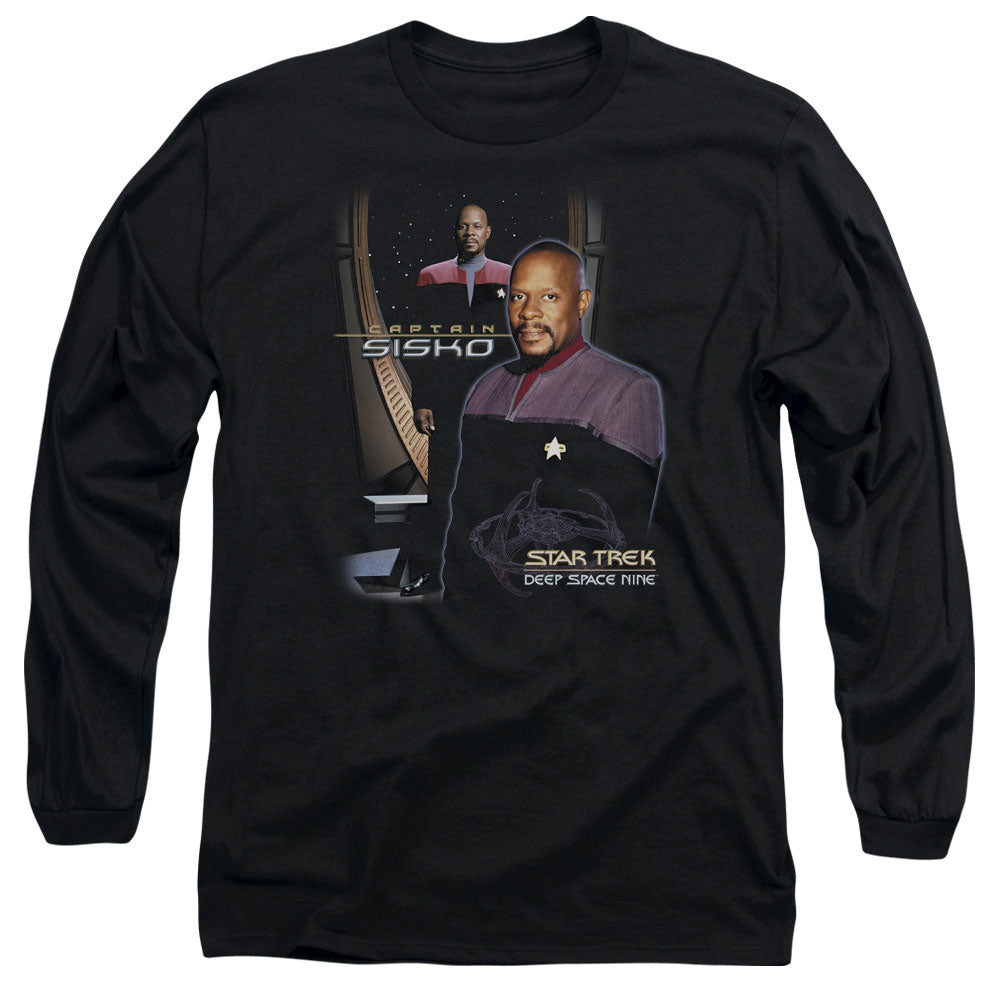 Star Trek Captain Sisko Mens Long Sleeve Shirt Black Officially Licensed Officially Licensed