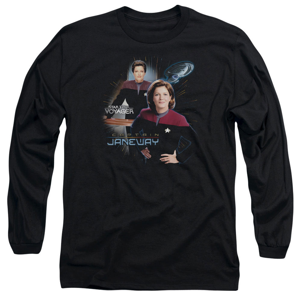 Star Trek Captain Janeway Mens Long Sleeve Shirt Black Officially Licensed Officially Licensed