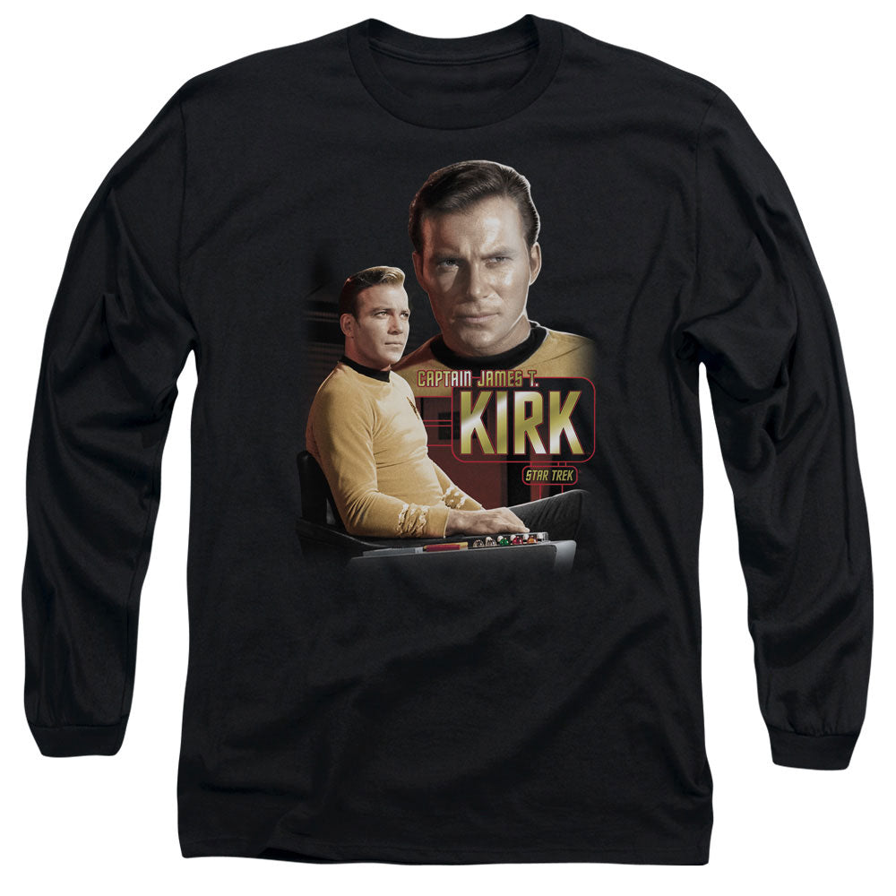 Star Trek Captain Kirk Mens Long Sleeve Shirt Black Officially Licensed Officially Licensed