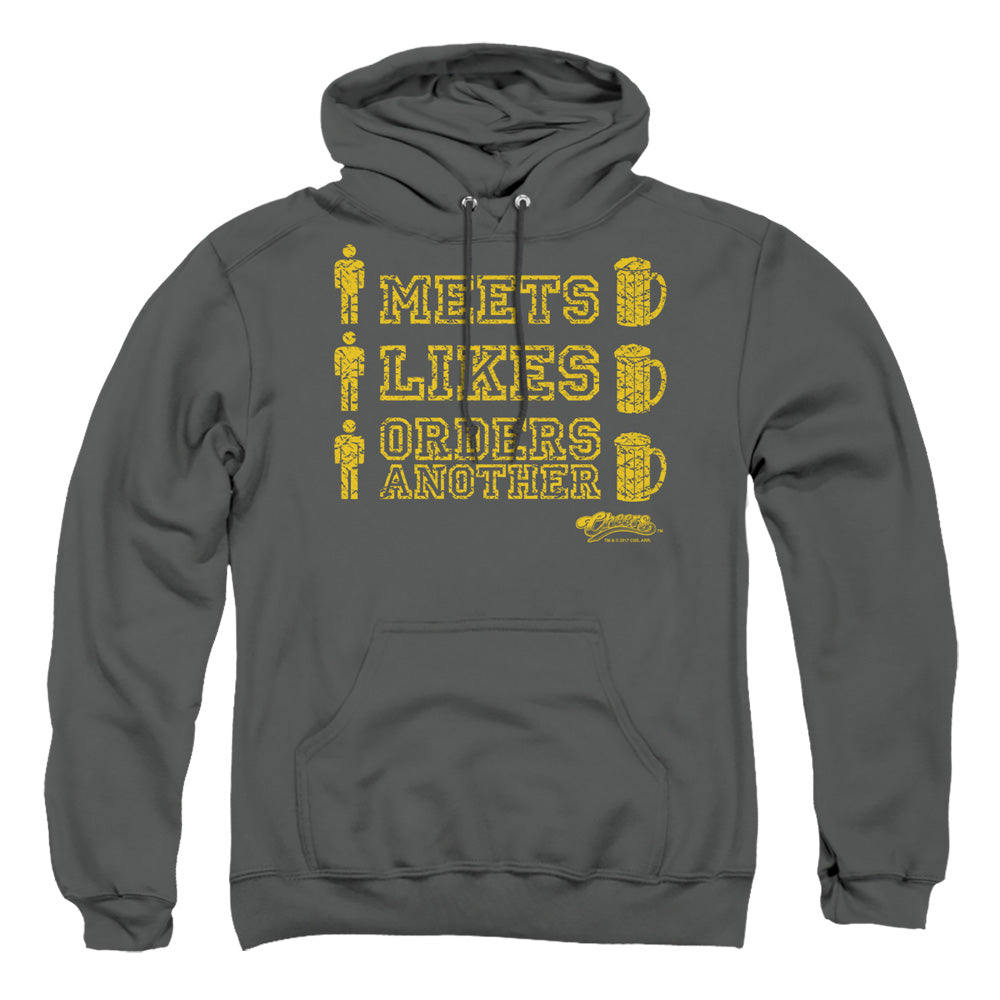Cheers Man Meets Beer Mens Hoodie Charcoal Officially Licensed