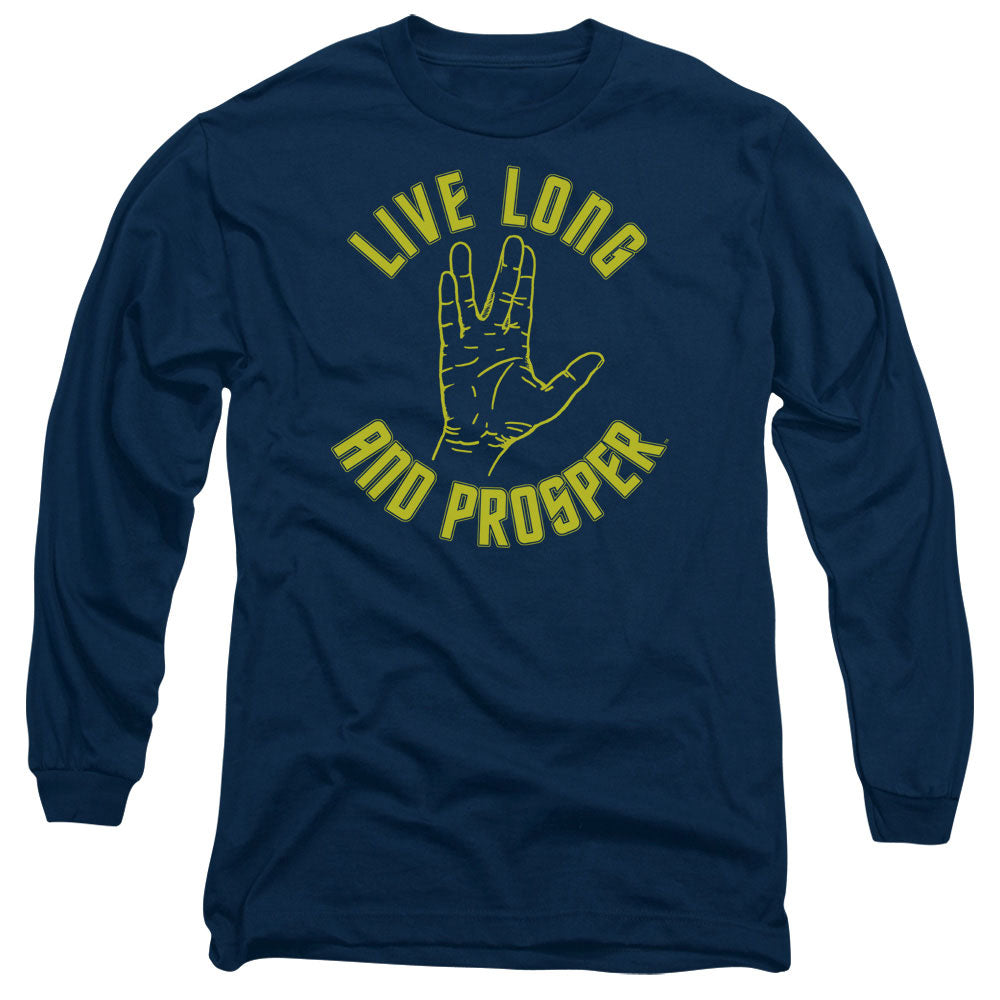 Star Trek Live Long Hand Mens Long Sleeve Shirt Navy Officially Licensed Officially Licensed