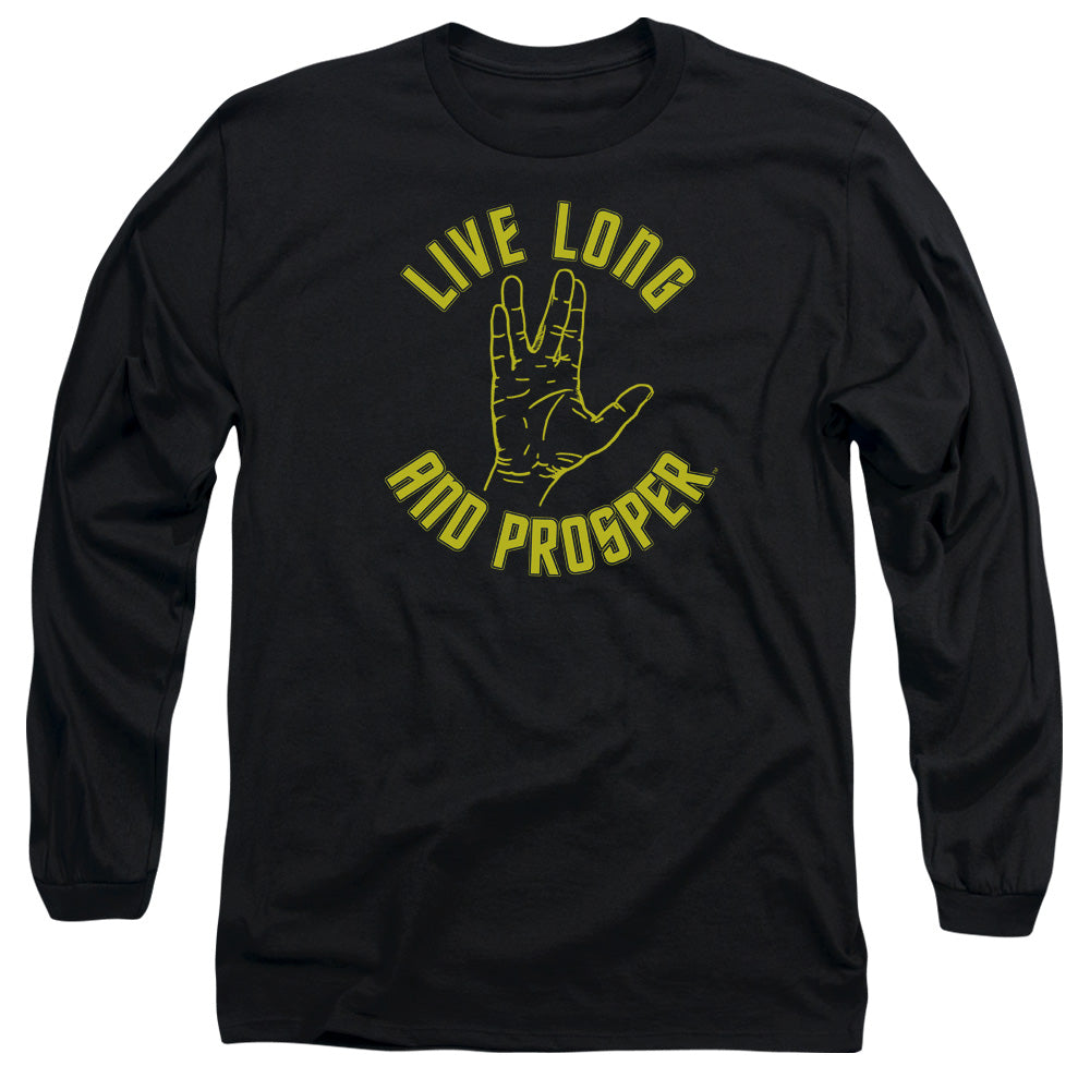 Star Trek Live Long Hand Mens Long Sleeve Shirt Black Officially Licensed Officially Licensed