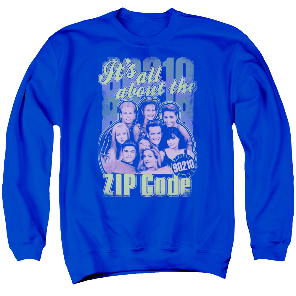 90210 Zip Code Mens Crewneck Sweatshirt Royal Blue Officially Licensed