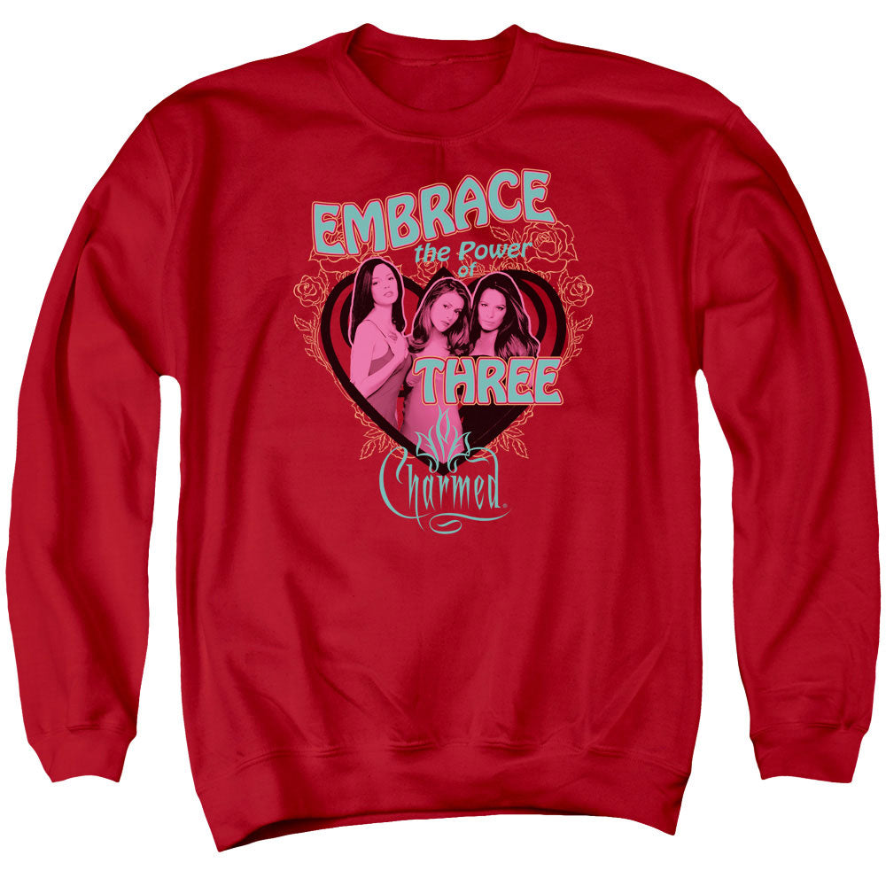 Charmed Embrace The Power Mens Crewneck Sweatshirt Red Officially Licensed