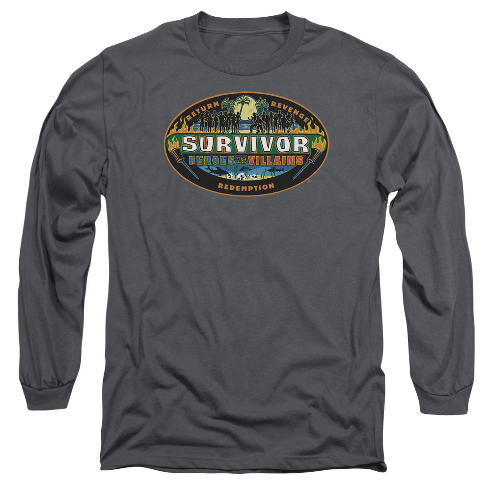 Survivor Heroes Vs Villains Mens Long Sleeve Shirt Charcoal Officially Licensed