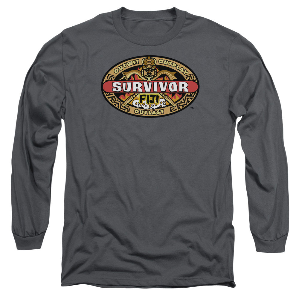 Survivor Fiji Mens Long Sleeve Shirt Charcoal Officially Licensed