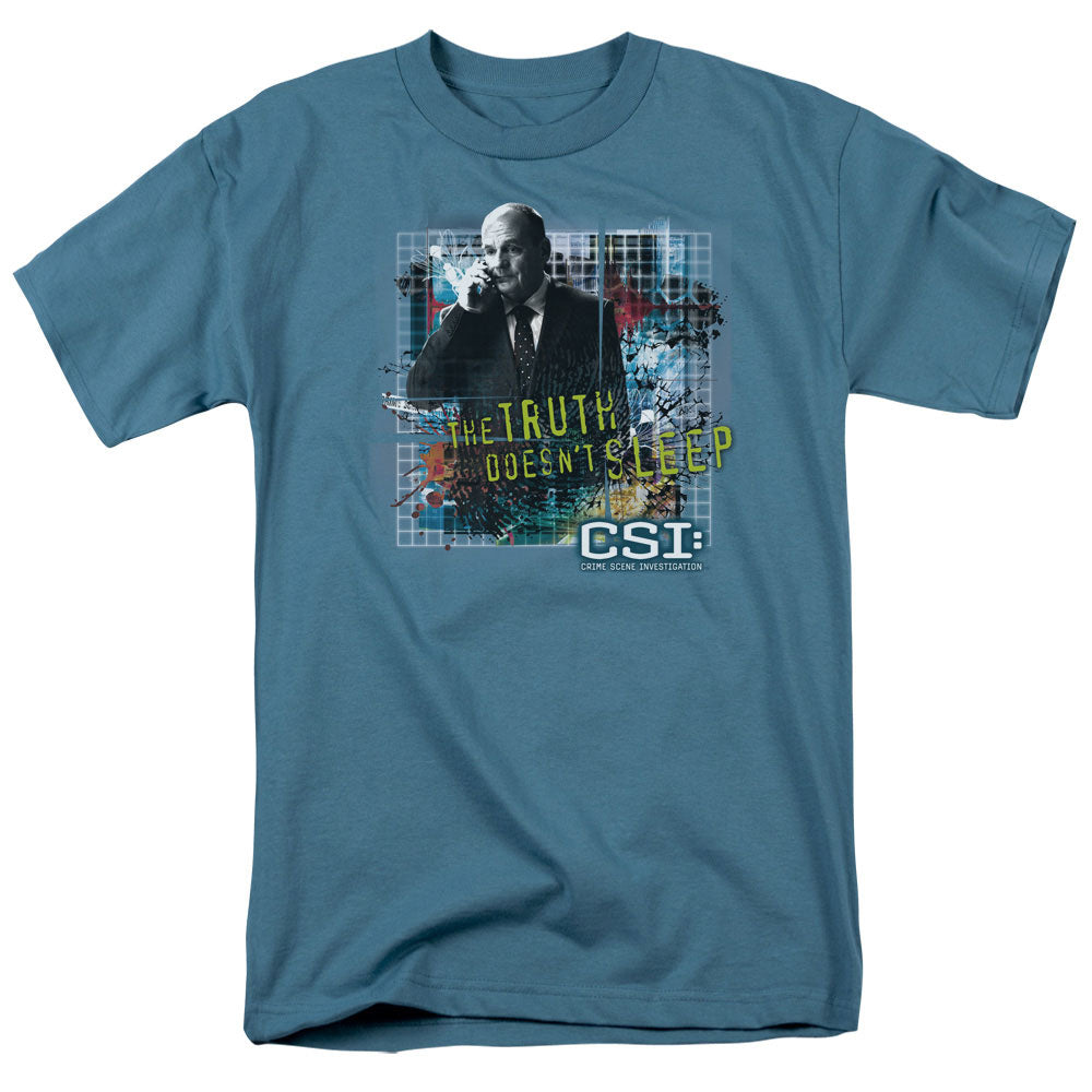 Csi Truth Doesnt Sleep Mens T Shirt Slate Officially Licensed