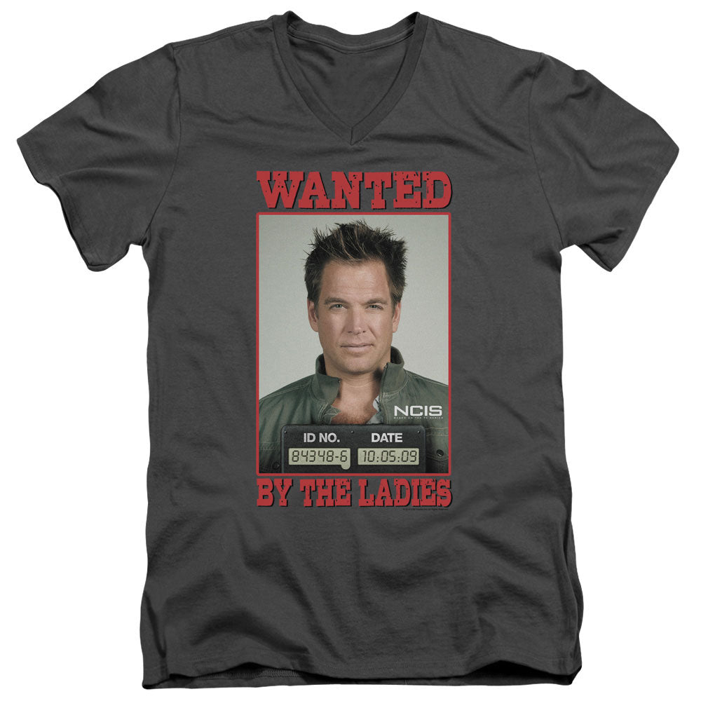 Ncis Wanted Mens Slim Fit V-Neck T Shirt Charcoal Officially Licensed
