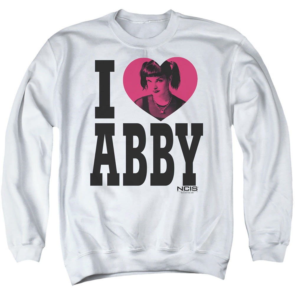 Ncis I Heart Abby Mens Crewneck Sweatshirt White Officially Licensed