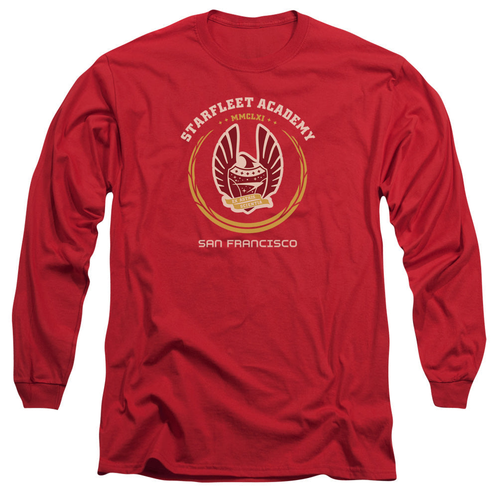 Star Trek Academy Heraldry Mens Long Sleeve Shirt Red Officially Licensed Officially Licensed
