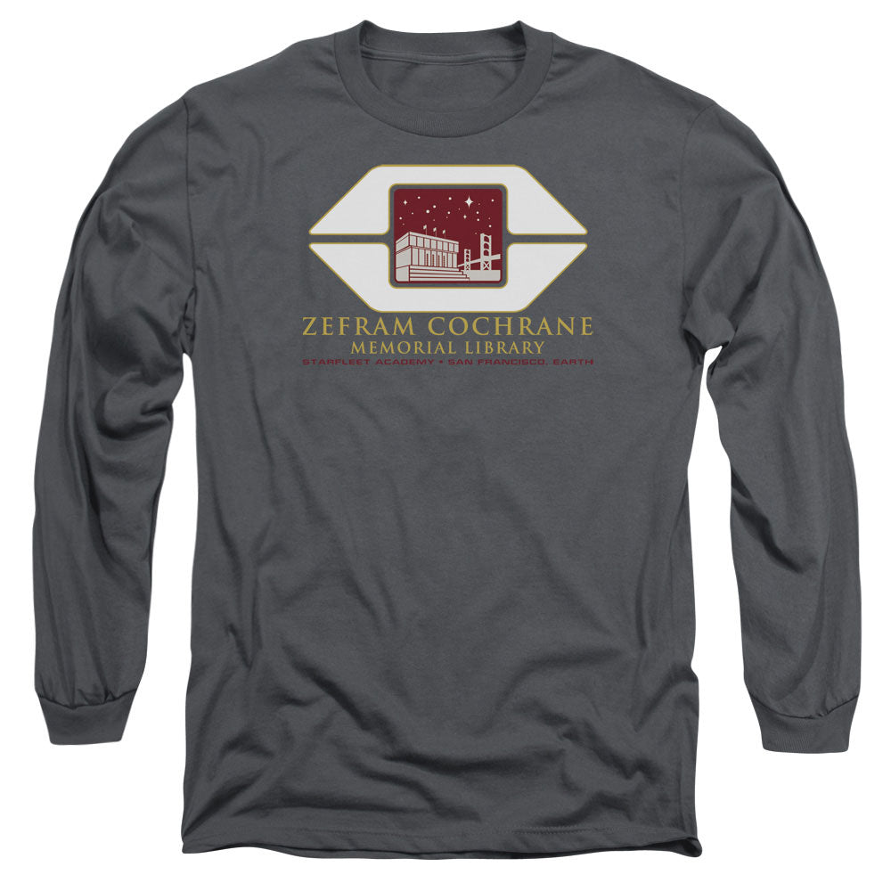 Star Trek Cochrane Library Mens Long Sleeve Shirt Charcoal Officially Licensed Officially Licensed