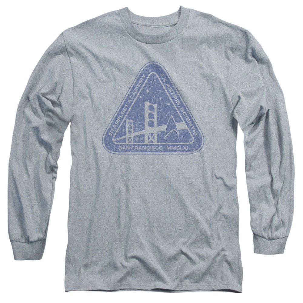 Star Trek Distressed Logo Mens Long Sleeve Shirt Athletic Heather Officially Licensed Officially Licensed