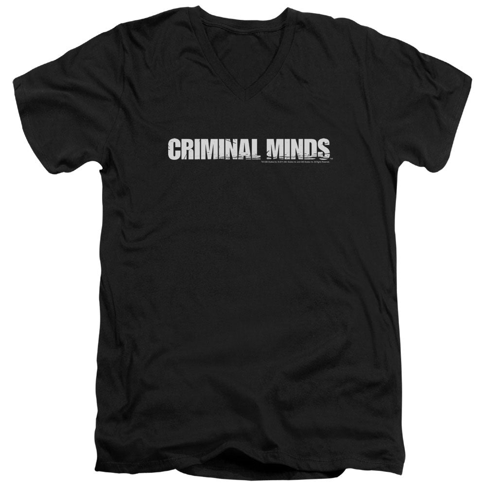Criminal Minds Logo Mens Slim Fit V-Neck T Shirt Black Officially Licensed