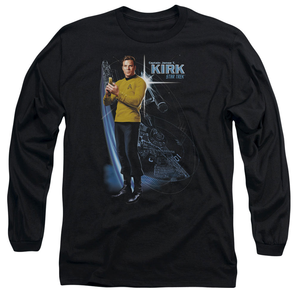 Star Trek Galactic Kirk Mens Long Sleeve Shirt Black Officially Licensed Officially Licensed