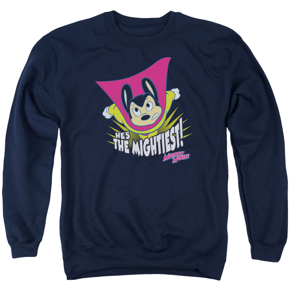 Mighty Mouse the Mightiest Mens Crewneck Sweatshirt Navy Officially Licensed