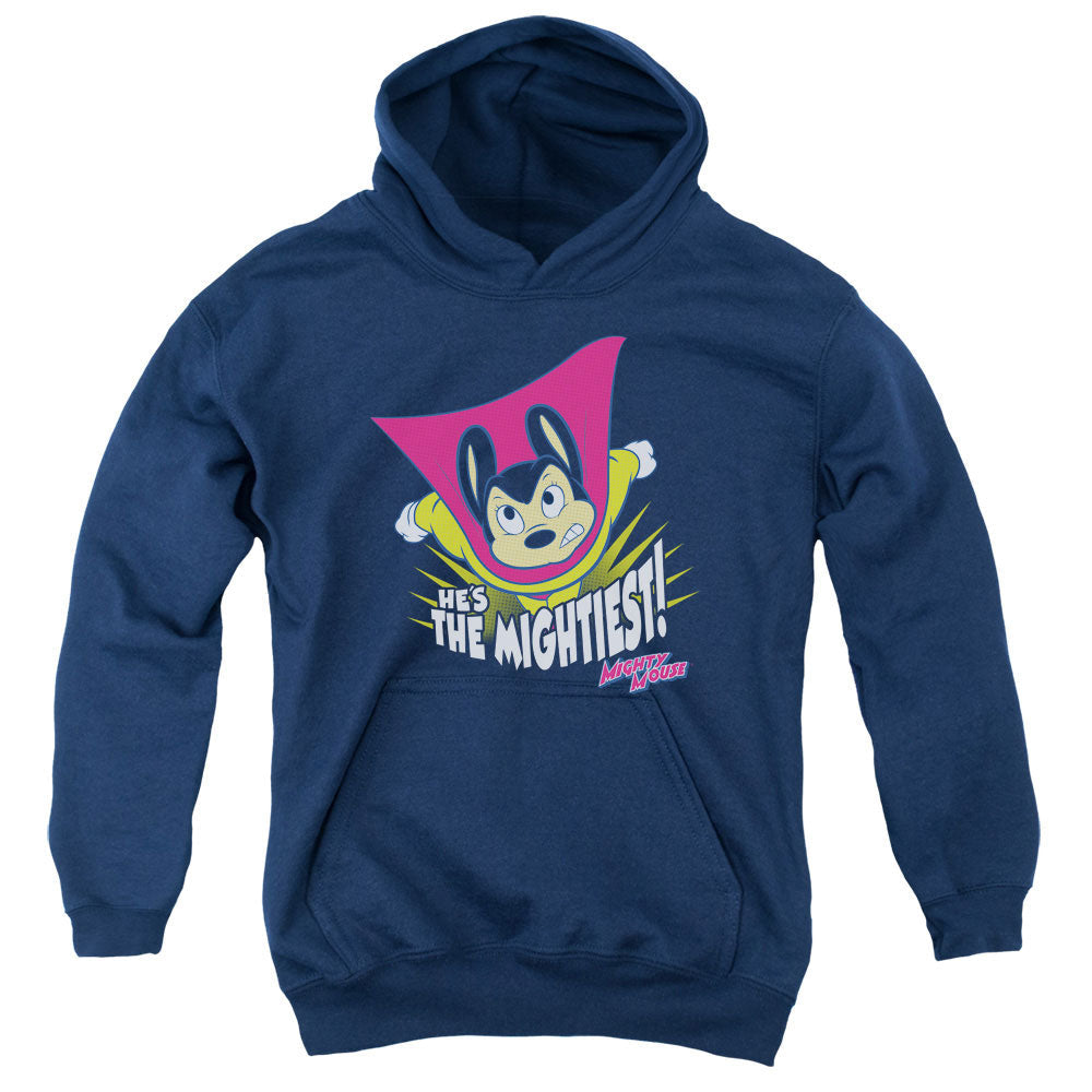 Mighty Mouse the Mightiest Kids Youth Hoodie Navy Blue Officially Licensed