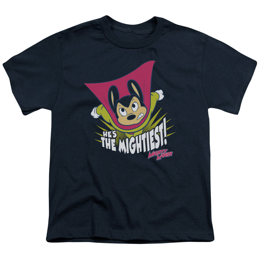 Mighty Mouse the Mightiest Kids Youth T Shirt Navy Blue Officially Licensed