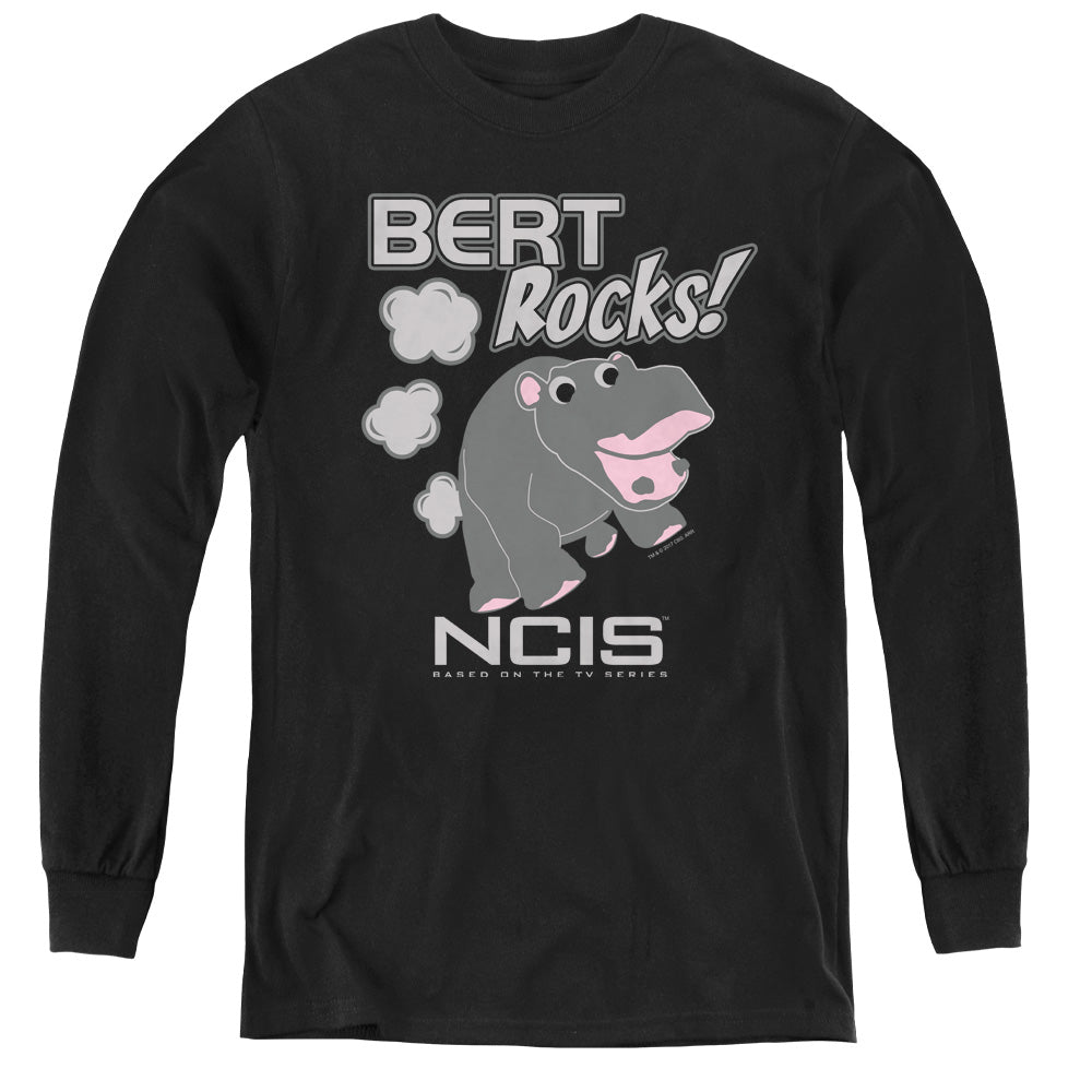 Ncis Bert Rocks Long Sleeve Kids Youth T Shirt Black Officially Licensed