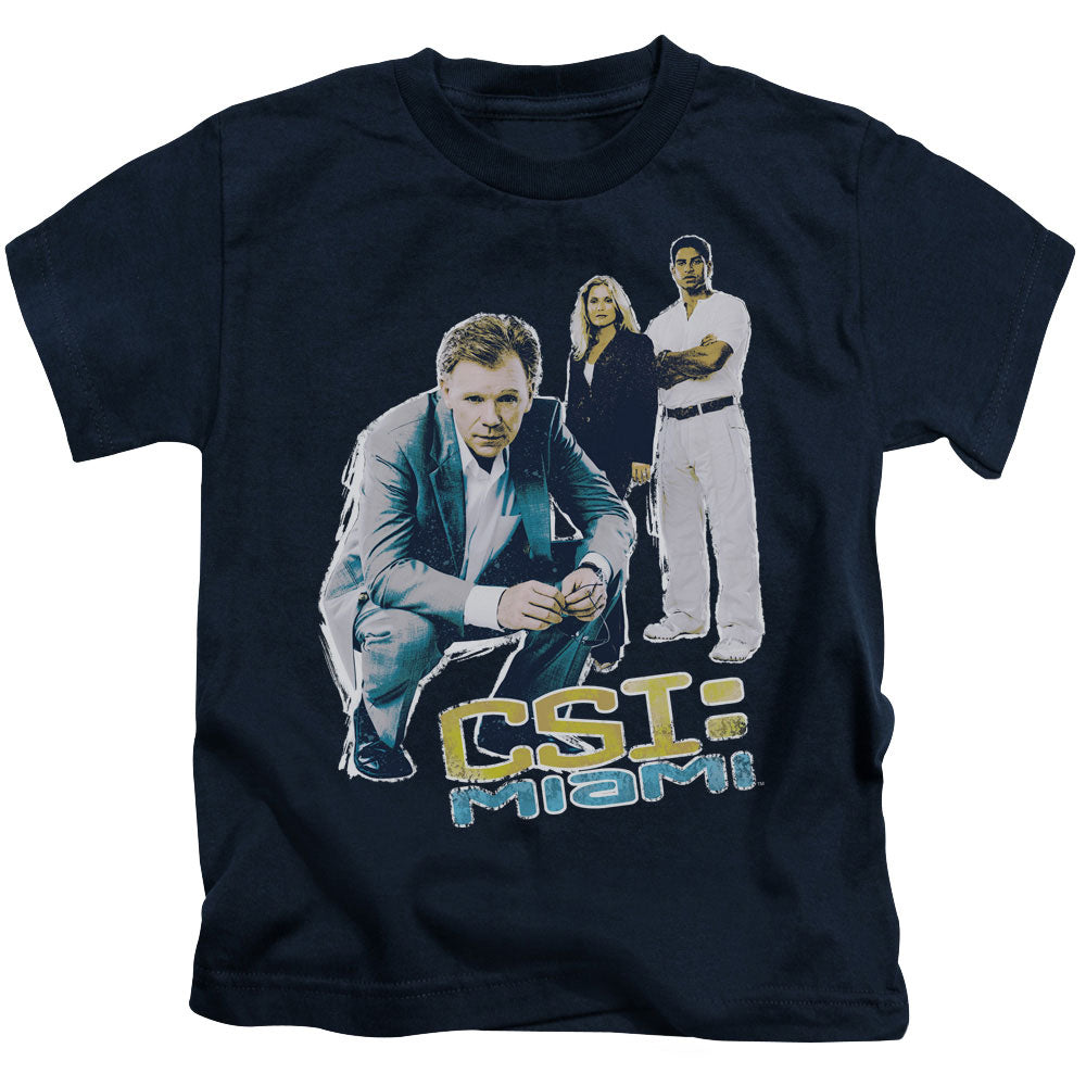 Csi:miami in Perspective Juvenile Kids Youth T Shirt Navy Officially Licensed