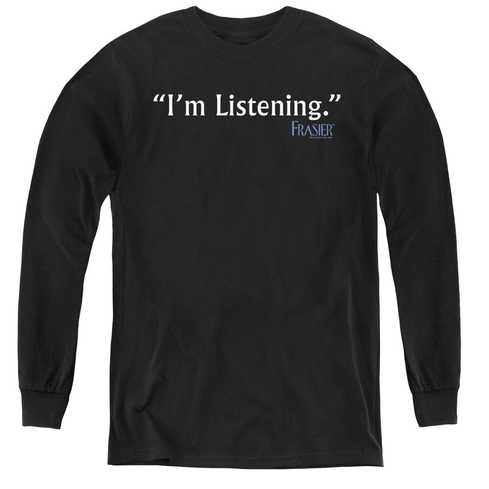 Frasier Im Listening Long Sleeve Kids Youth T Shirt Black Officially Licensed