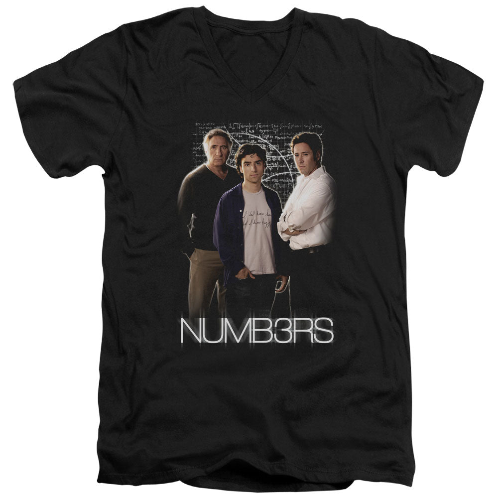 Numbers Equations Mens Slim Fit V-Neck T Shirt Black Officially Licensed