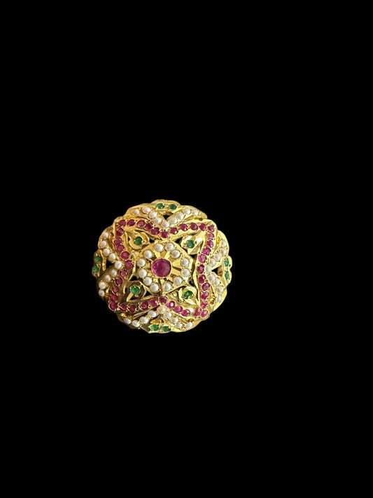 DJR74 Jadau ring-ruby emerald pearl( READY TO SHIP )
