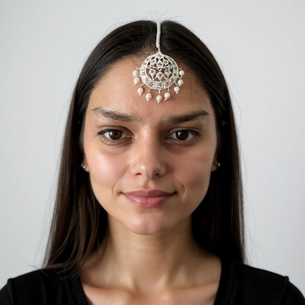 DJTK209 Insia silver plated  tika In pearls    ( SHIPS IN 2 WEEKS )