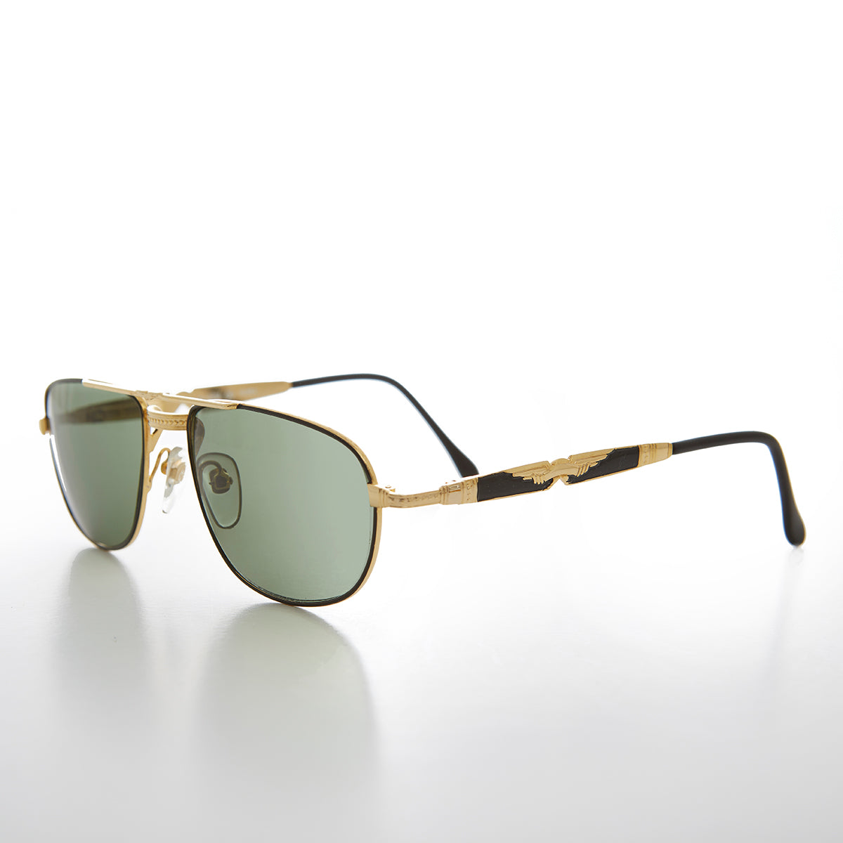 Gold Low Profile Fancy Aviator Vintage Sunglass - Ceaser