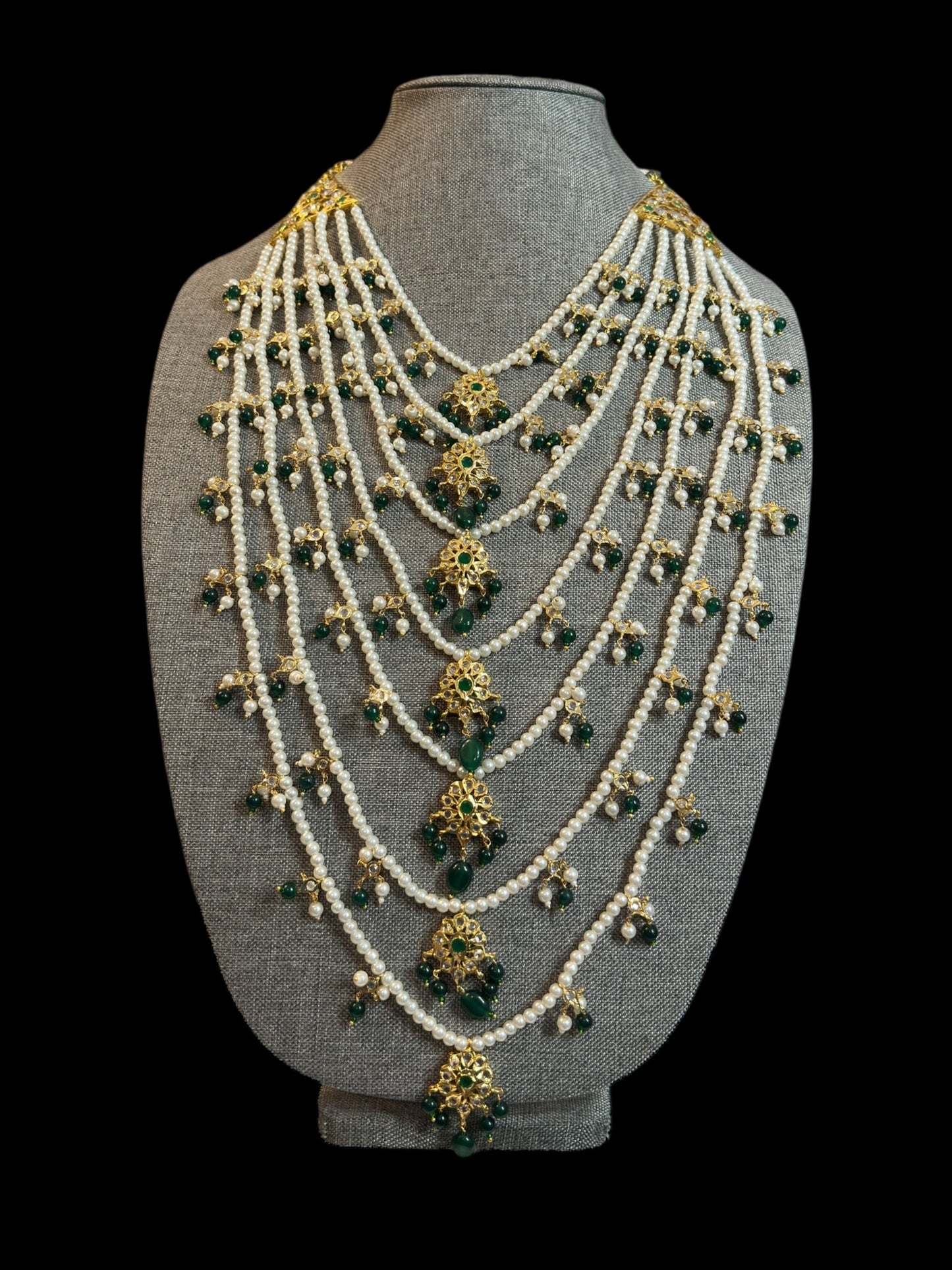 SAT103 Hyderabadi bridal satlada green ( READY TO SHIP )