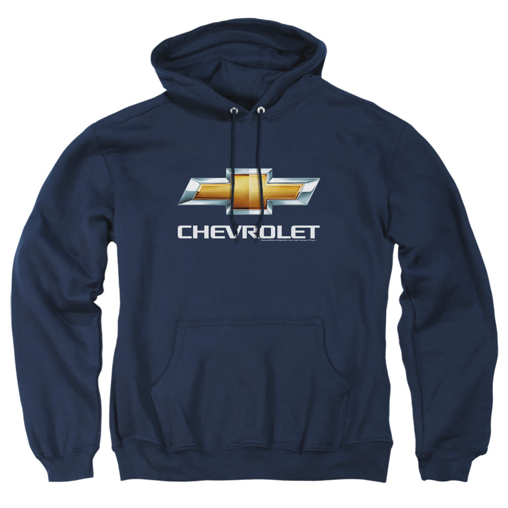 Chevrolets Chevy Bowtie Stacked Mens Hoodie Navy Officially Licensed