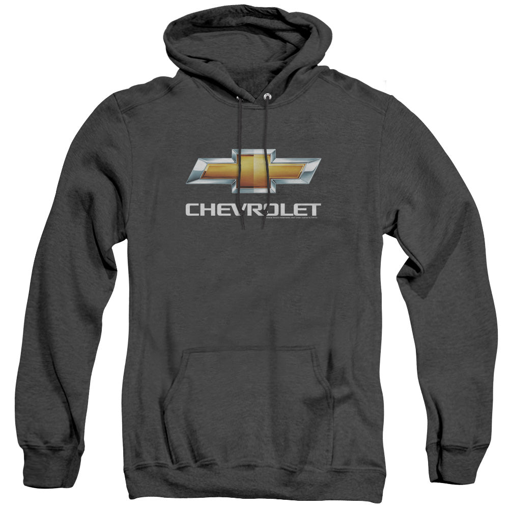 Chevrolet Chevy Bowtie Stacked Mens Heather Hoodie Black Officially Licensed