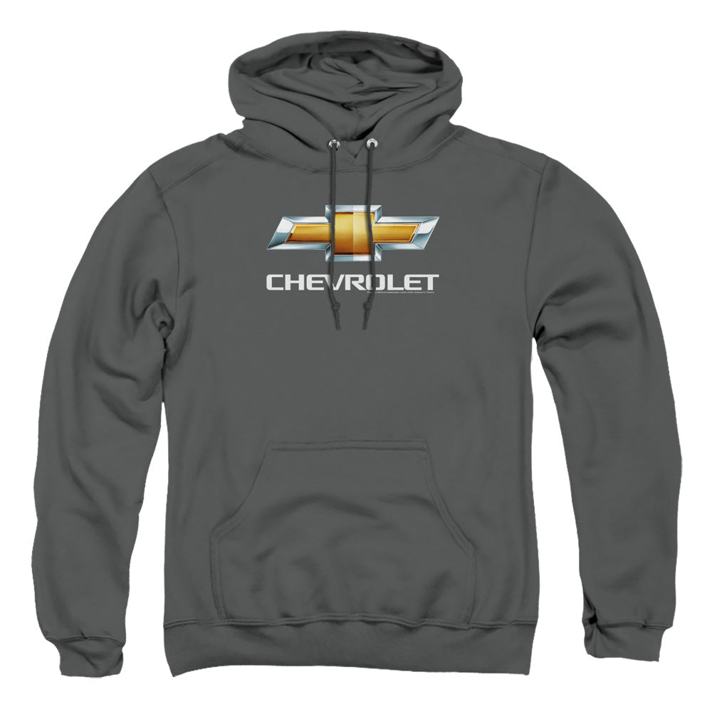 Chevrolet Chevy Bowtie Stacked Mens Hoodie Charcoal Officially Licensed