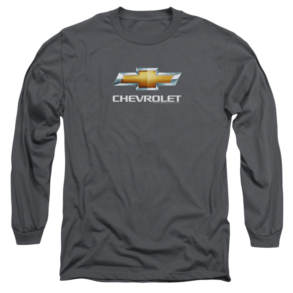 Chevrolet Chevy Bowtie Stacked Mens Long Sleeve Shirt Charcoal Officially Licensed