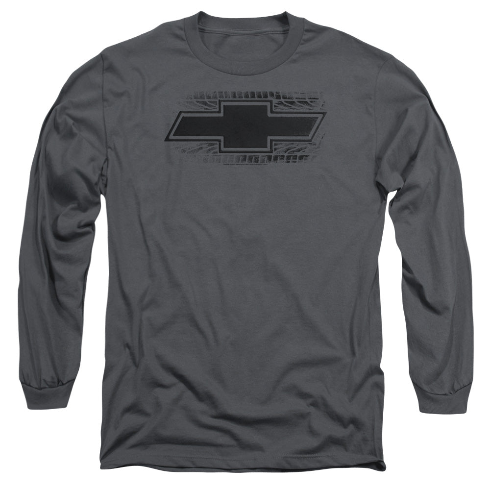 Chevrolet Bowtie Burnout Mens Long Sleeve Shirt Charcoal Officially Licensed Officially Licensed