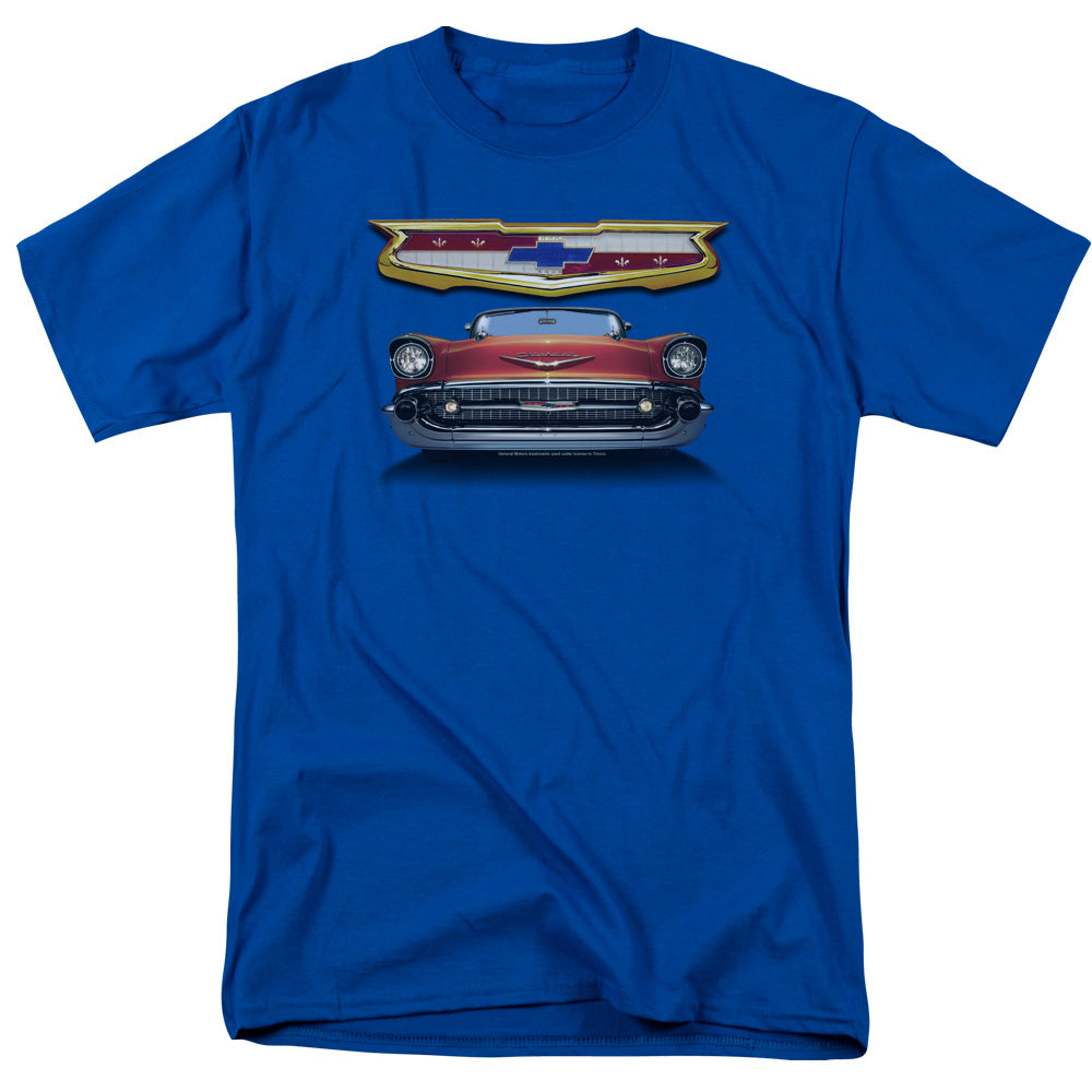 Chevrolet 1957 Bel Air Grille Mens T Shirt Royal Blue Officially Licensed