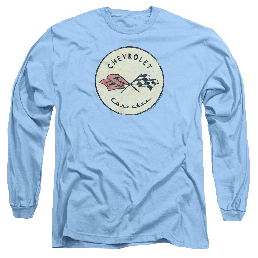 Chevrolet Old Vette Mens Long Sleeve Shirt Carolina Blue Officially Licensed Officially Licensed