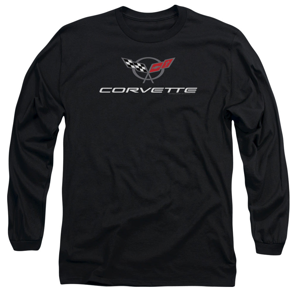 Chevrolet Corvette Modern Emblem Mens Long Sleeve Shirt Black Officially Licensed Officially Licensed