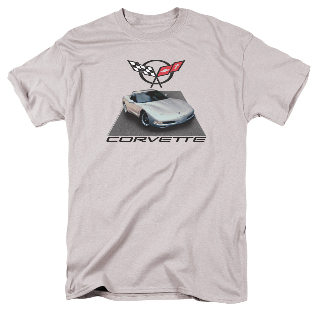 Chevrolet Silver 01 Vette Mens T Shirt Silver Officially Licensed