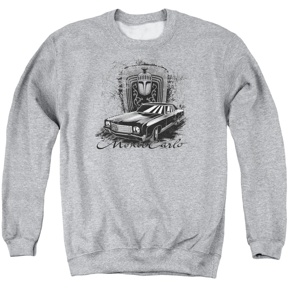 Chevrolet Monte Carlo Drawing Mens Crewneck Sweatshirt Athletic Heather Officially Licensed