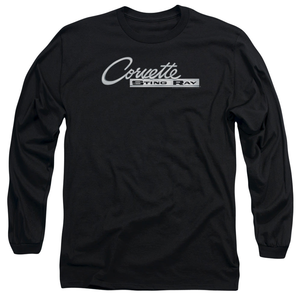 Chevrolet Chrome Stingray Logo Mens Long Sleeve Shirt Black Officially Licensed Officially Licensed