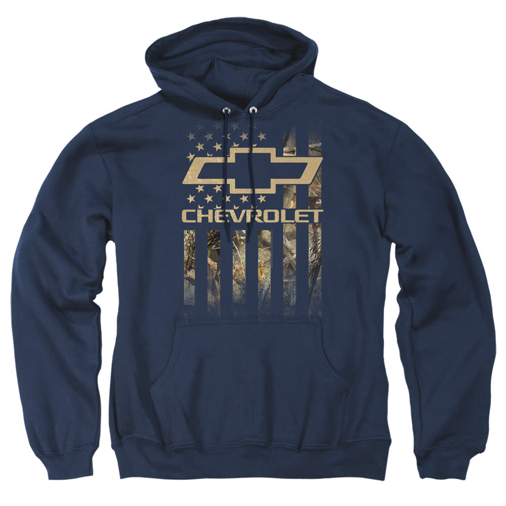 Chevrolet Camo Flag Mens Hoodie Navy Officially Licensed