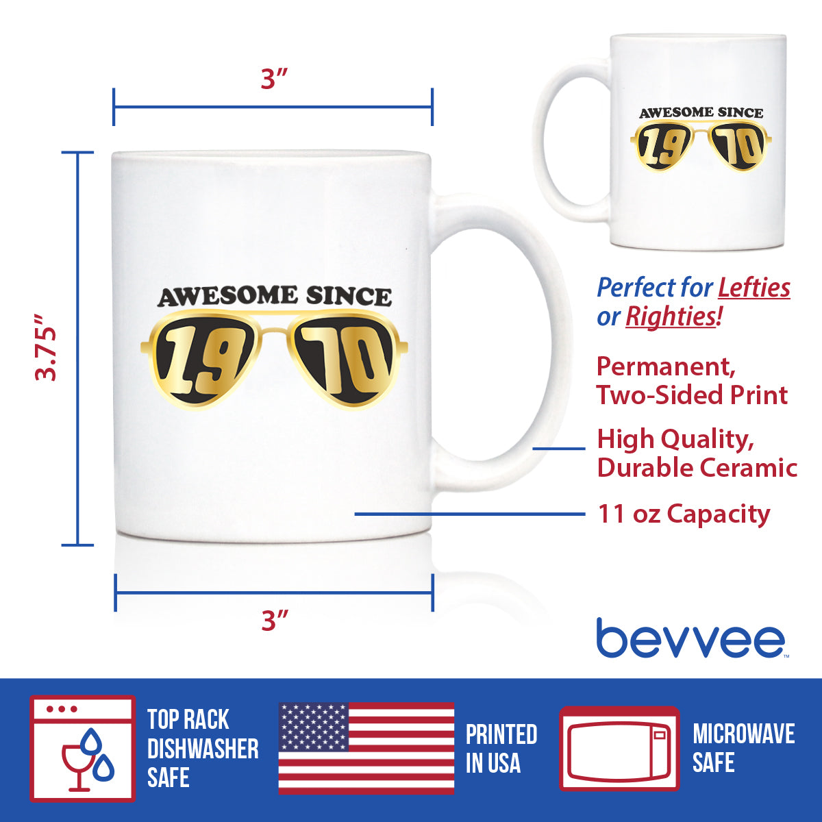 Awesome Since 1970 Coffee Mug 55th Birthday Gift Ideas White Ceramic Coffee Cup