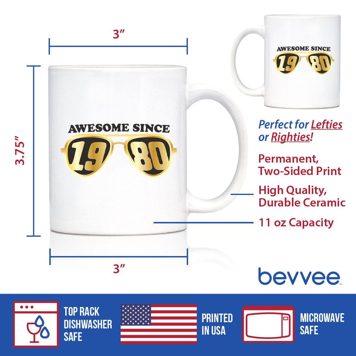 Awesome Since 1980 Coffee Mug 45th Birthday Gift Ideas White Ceramic Coffee Cup