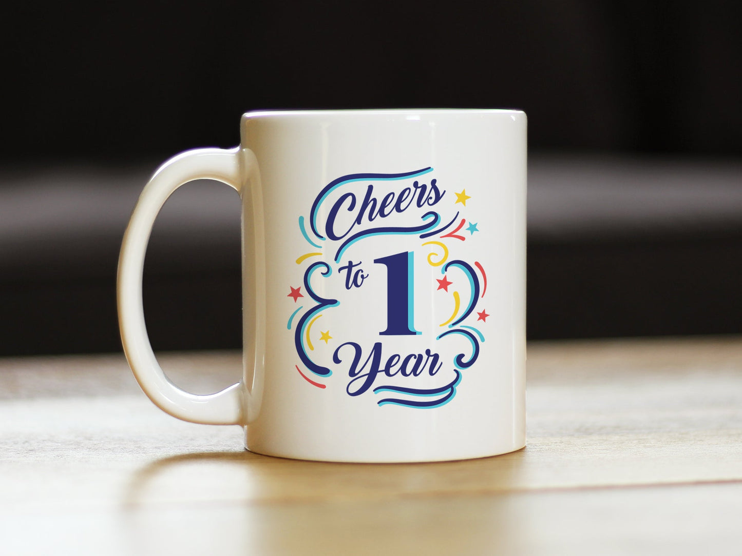 Cheers to 1 Year - Coffee Mug Gifts for Women & Men - 1st Anniversary Party Decor